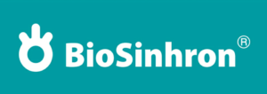 BioSinhron logo white on blue
